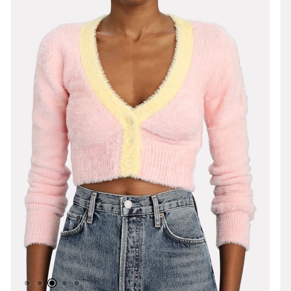 FOR LOVE & LEMONS pink Sheila Cropped Cardigan sweater - Picture 2 of 11